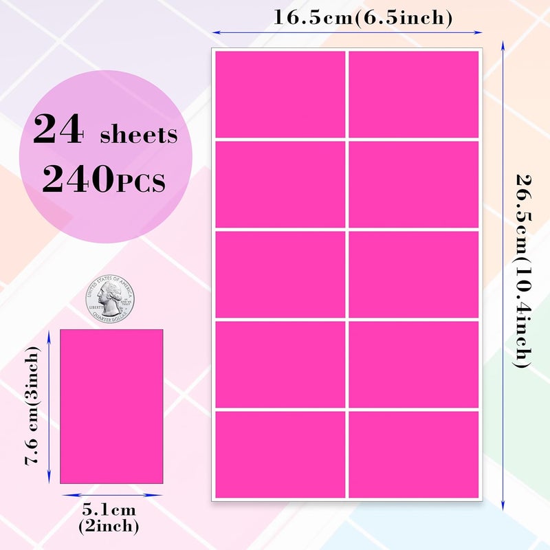 YSHIHE Colored Labels Stickers 3 x 2 Inch Rectangular Moving Labels 8 Colors Large Color Coding Labels - 240 Pack - Image 2